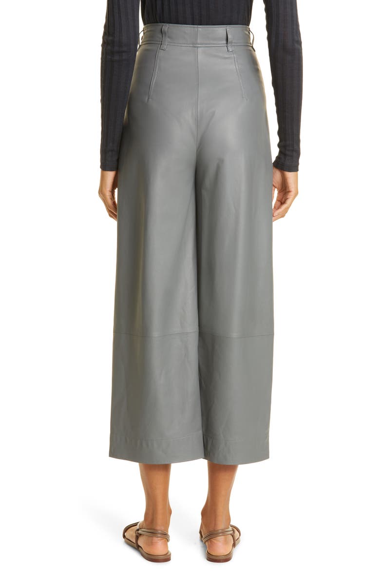 Leather Wide Leg Crop Pants, Alternate, color, SEA STONE