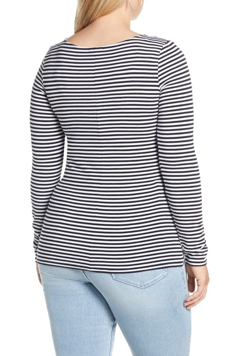 Halogen<sup>®</sup> Ballet Neck Tee, Alternate, color, Black- White Stripe