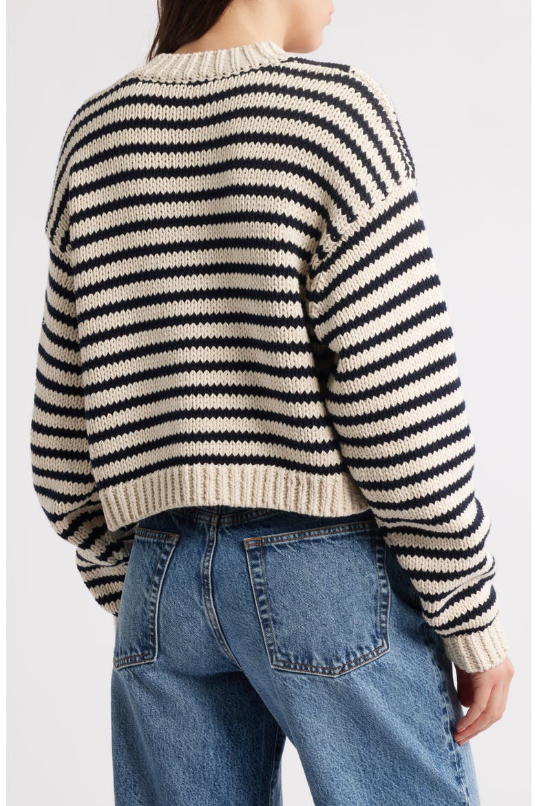 The Stripe Chunky Cotton Cardigan, Alternate, color, CREAM MULTI