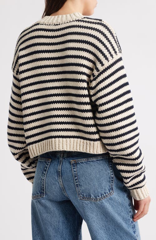Frame The Stripe Chunky Cotton Cardigan In Cream Multi