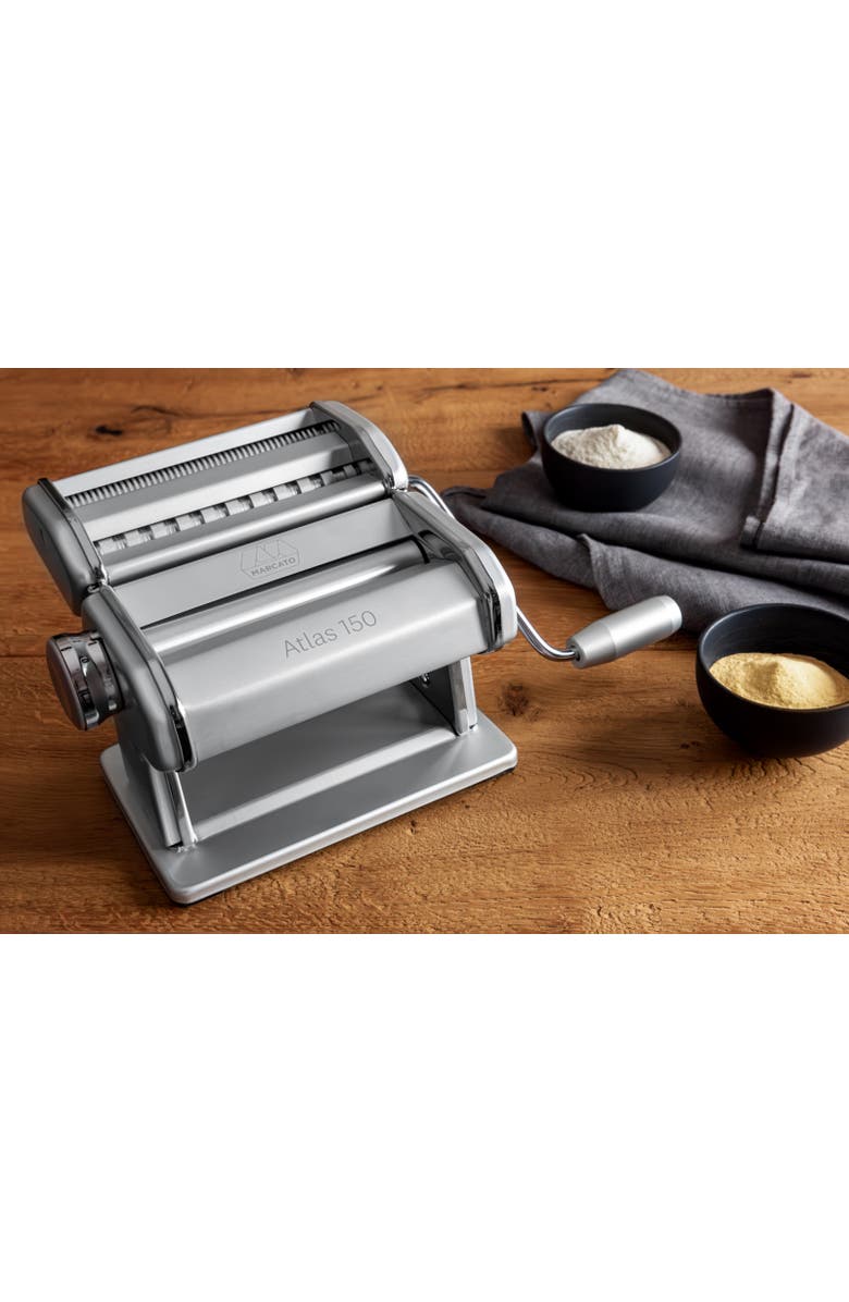 Marcato Atlas 150 Pasta Machine with Cutter, Hand Crank, and Instructions, Made in Italy, Alternate, color, Ice