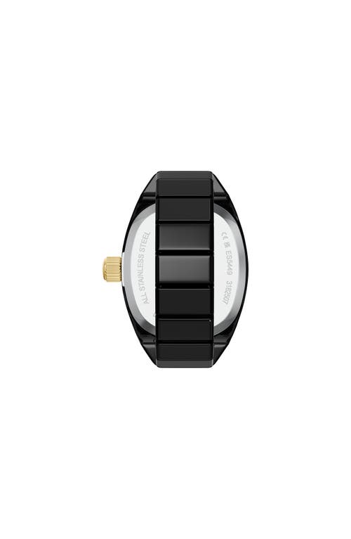 Fossil Black Crystal Pavé Ring Watch, 15mm In Black