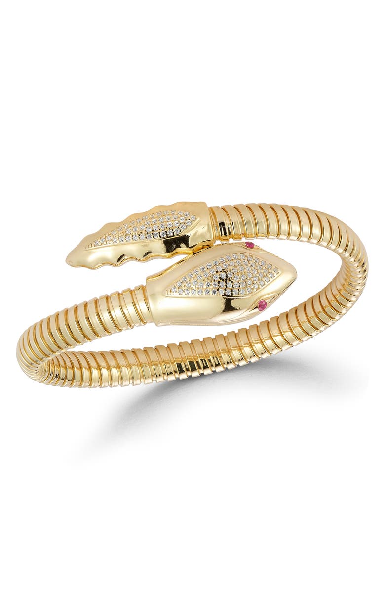 CHLOE AND MADISON Pavé CZ Snake Coil Wrap Bracelet, Main, color, Gold