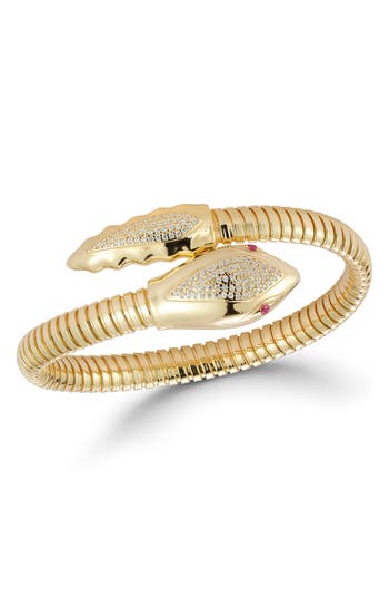 Chloe & Madison Chloe And Madison Pavé Cz Snake Coil Wrap Bracelet In Gold