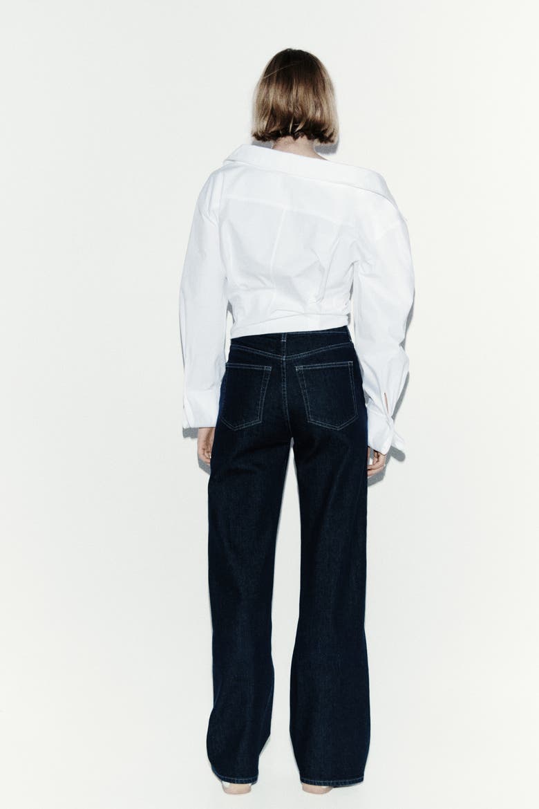 Wide High Waist Jeans, Alternate, color, Navy denim blue