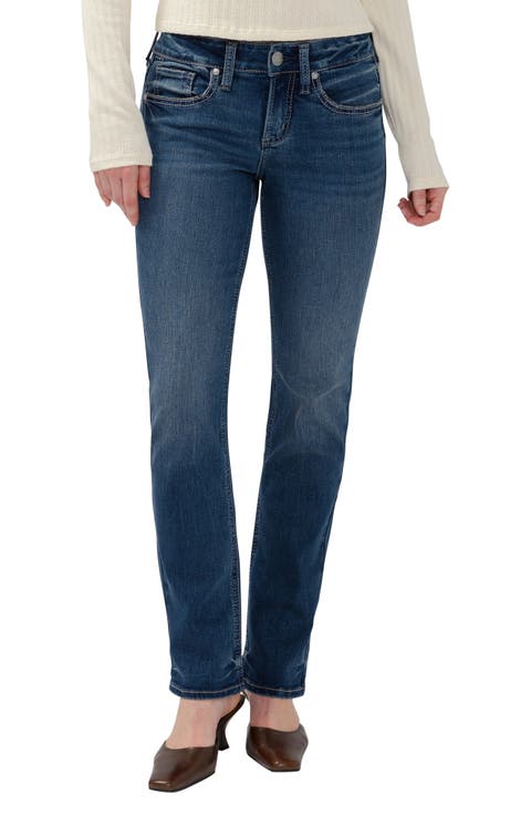 Suki Petite Curvy Mid Rise Straight Leg Jeans