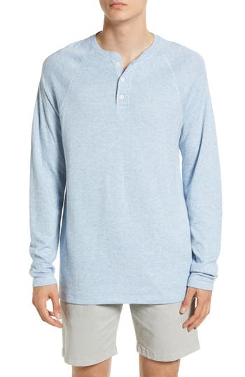 Faherty Cloud Henley In Light Blue Heather