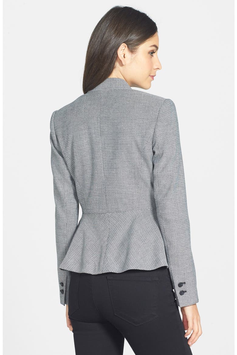 One-Button Peplum Jacket, Alternate, color, BLACK- CREAM PATTERN