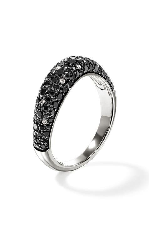 Wide Band Ring Pave Clear Crystals 10.5mm Sterling Silver