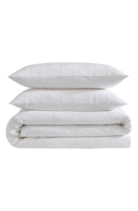 Puckered Grid Duvet Cover & Shams Set