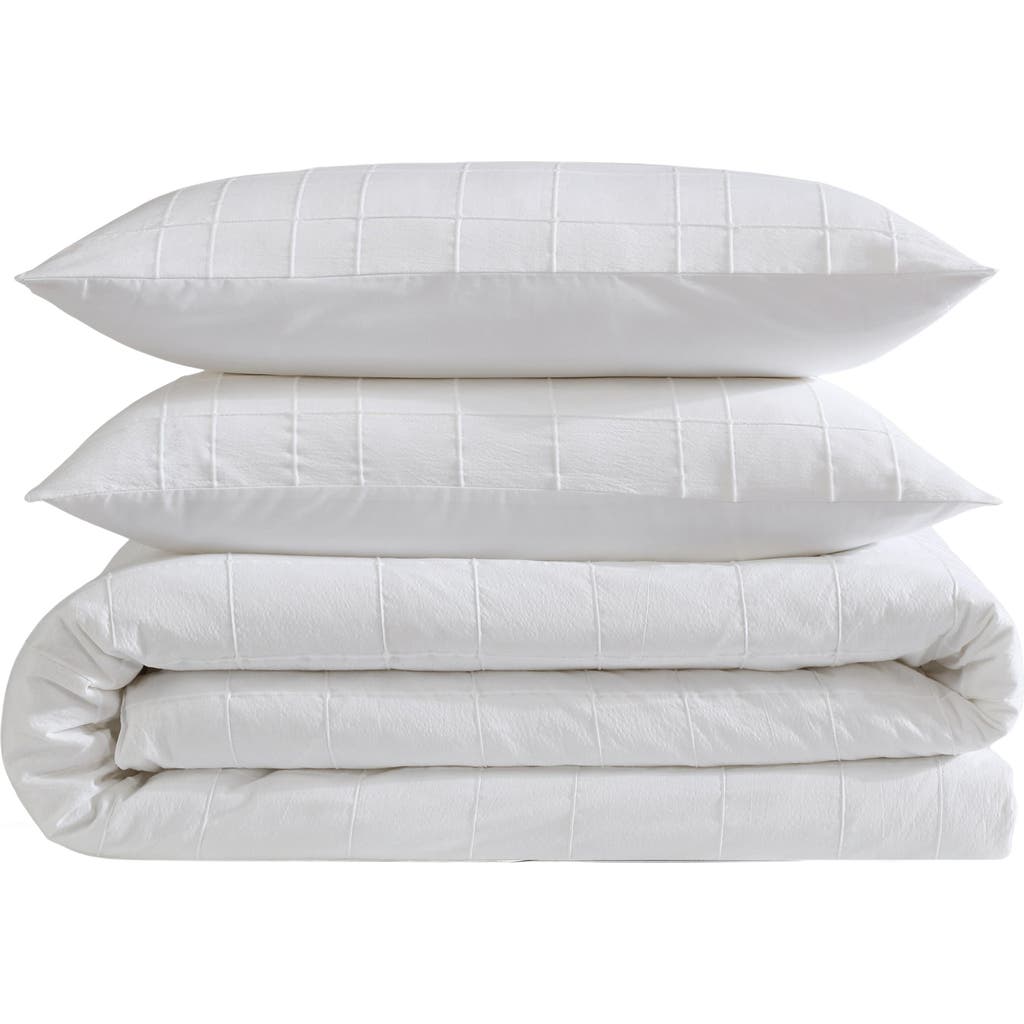 Calvin Klein Puckered Grid Duvet Cover & Shams Set In White