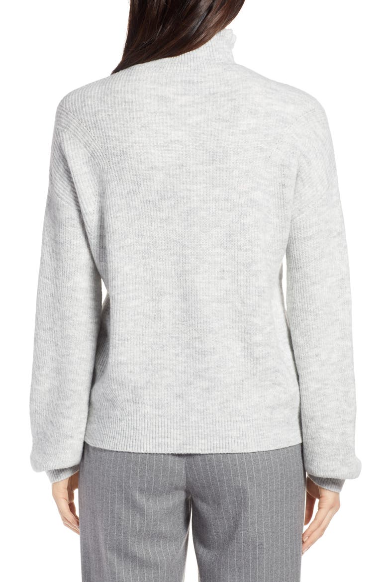 Ruffle Neck Sweater, Alternate, color, GREY LIGHT HEATHER