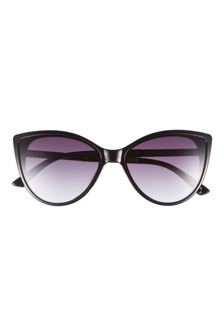58mm Cat Eye Sunglasses, Main, color, BLACK