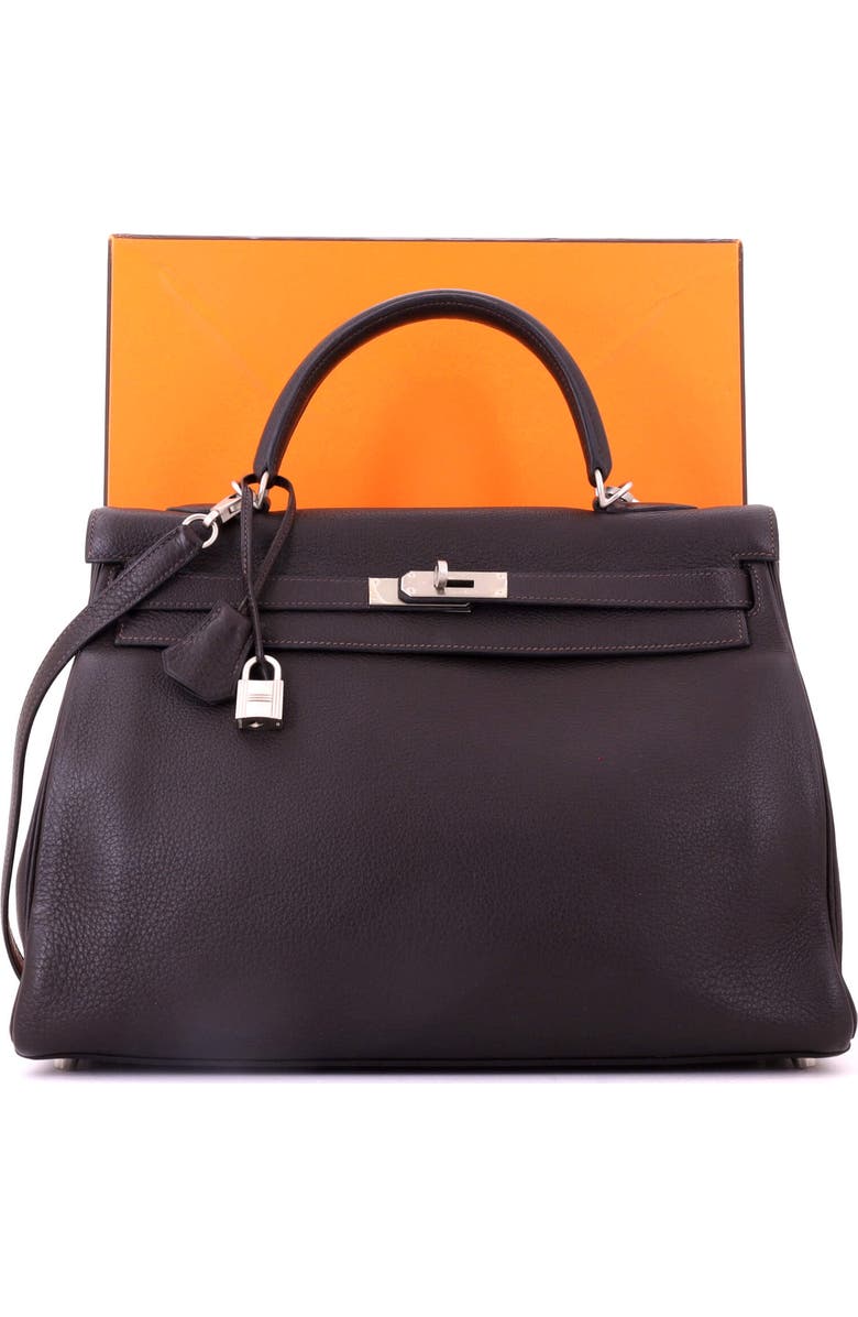 Pre-Owned Hermes Kelly Handbag Brown Togo with Brushed Palladium Hardware 35, Alternate, color, Havane