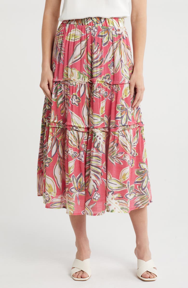 Nanette Lepore Printed Tiered Skirt, Main, color, Red