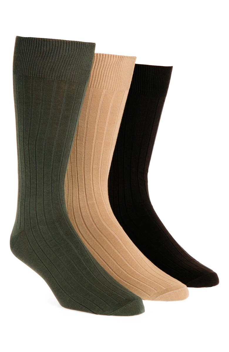 Lorenzo Uomo Assorted 3-Pack Cotton Blend Dress Socks, Main, color, Taupe