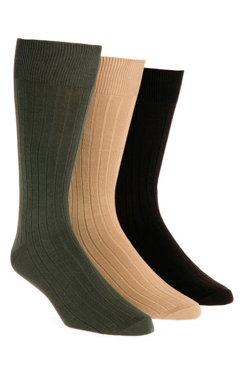 Assorted 3-Pack Cotton Blend Dress Socks
