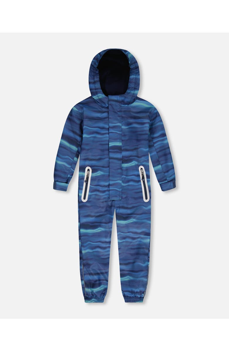Deux par Deux Little Kids Unisex Printed Mid-Season One-Piece Outerwear Blue Wave And Black, Main, color, 