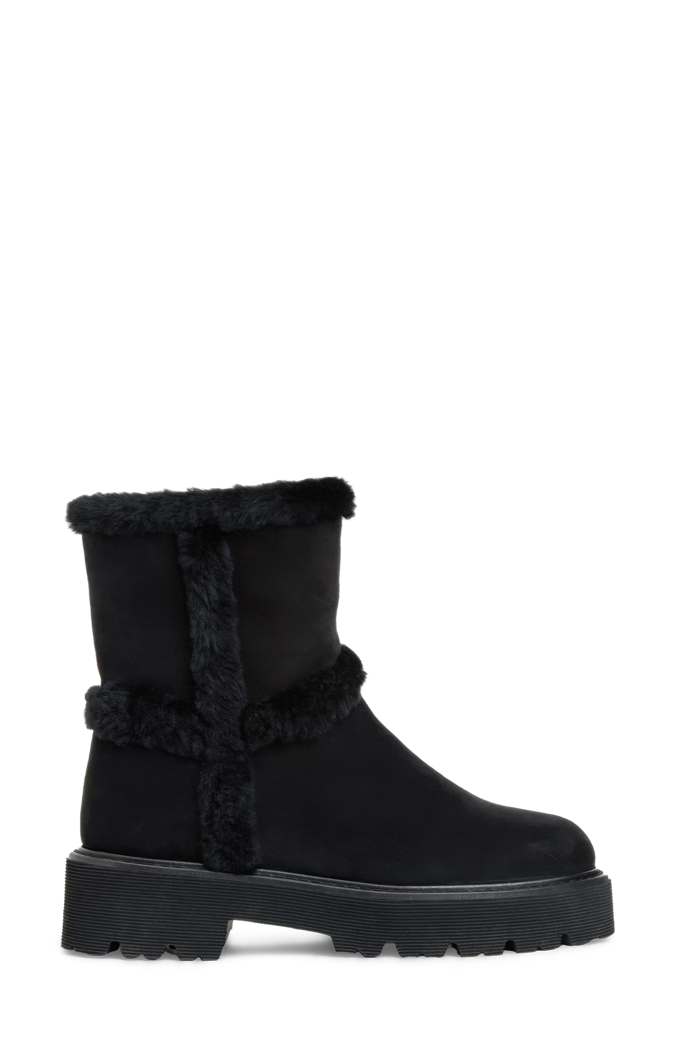 Ella Genuine Shearling Waterproof Boot, Alternate, color, BLACK SUEDE