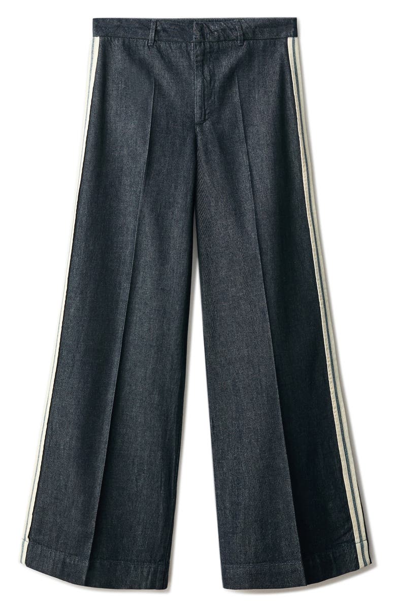 MANGO Side Stripe Wide Leg Jeans, Alternate, color, Open Blue
