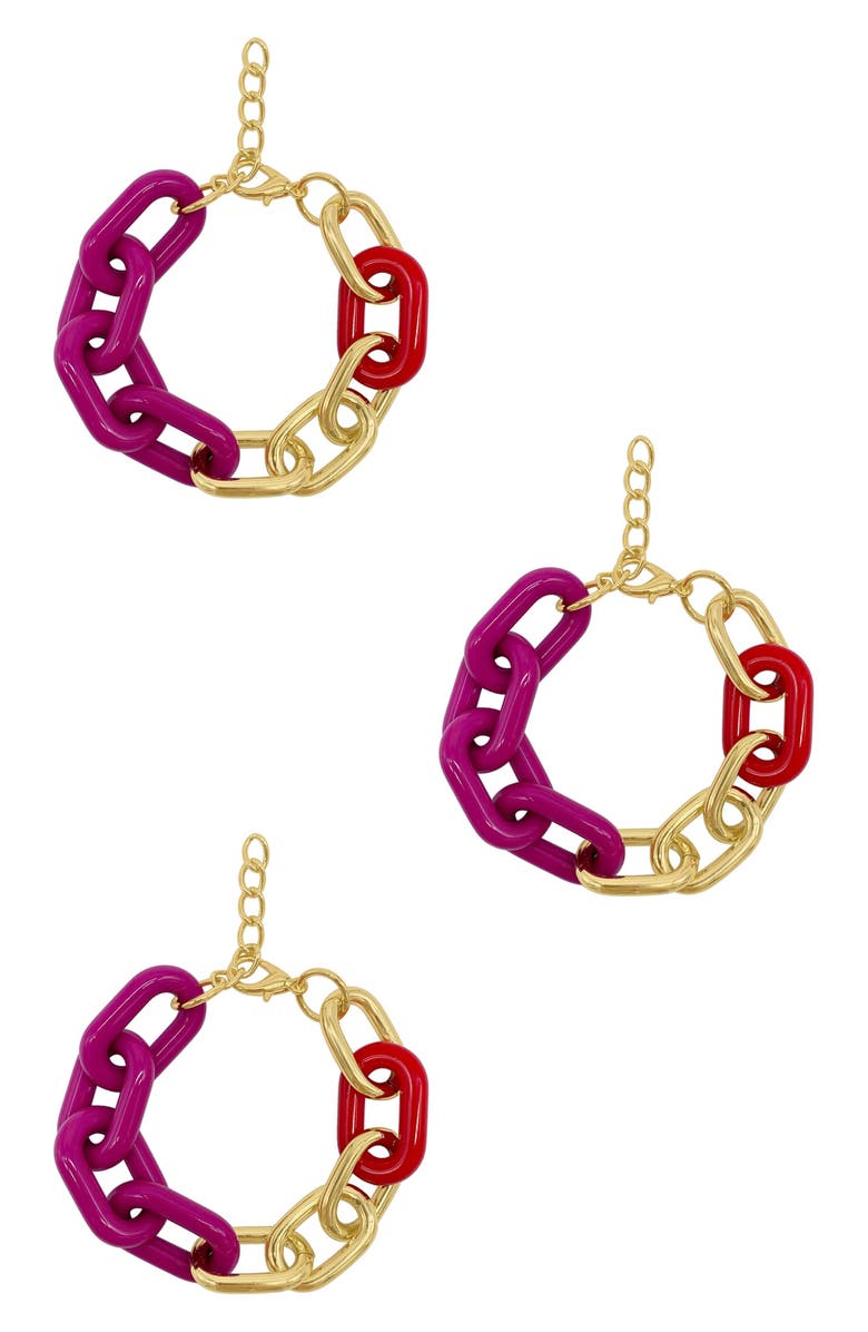 Adornia Set of 3 Chunky Chain Bracelets, Main, color, Gold