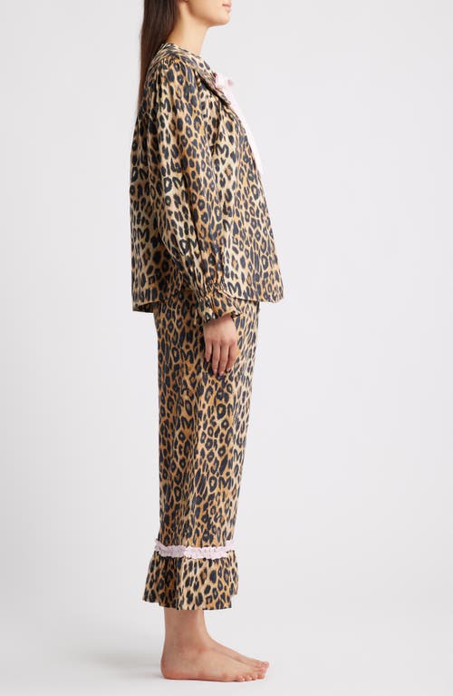 Damson Madder Felice Leopard Print Pajamas In Brown