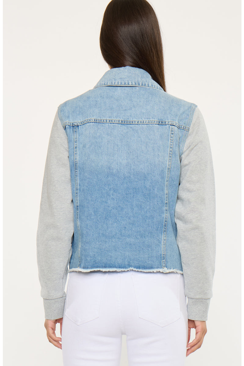 Karine Denim Hoodie Jacket, Alternate, color, Medium Wash