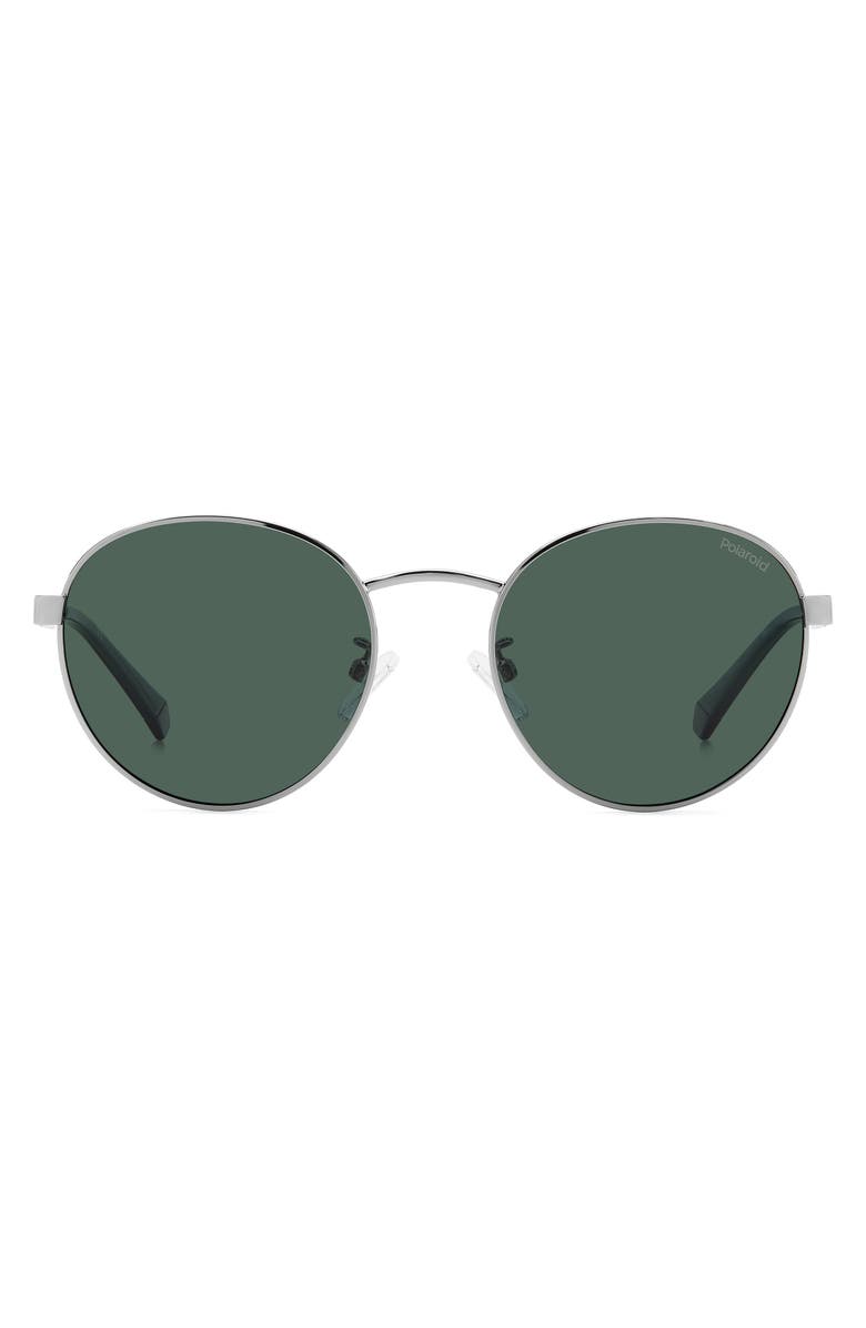 Polaroid 52mm Polarized Round Sunglasses, Alternate, color, Ruthenium/ Green Polarized
