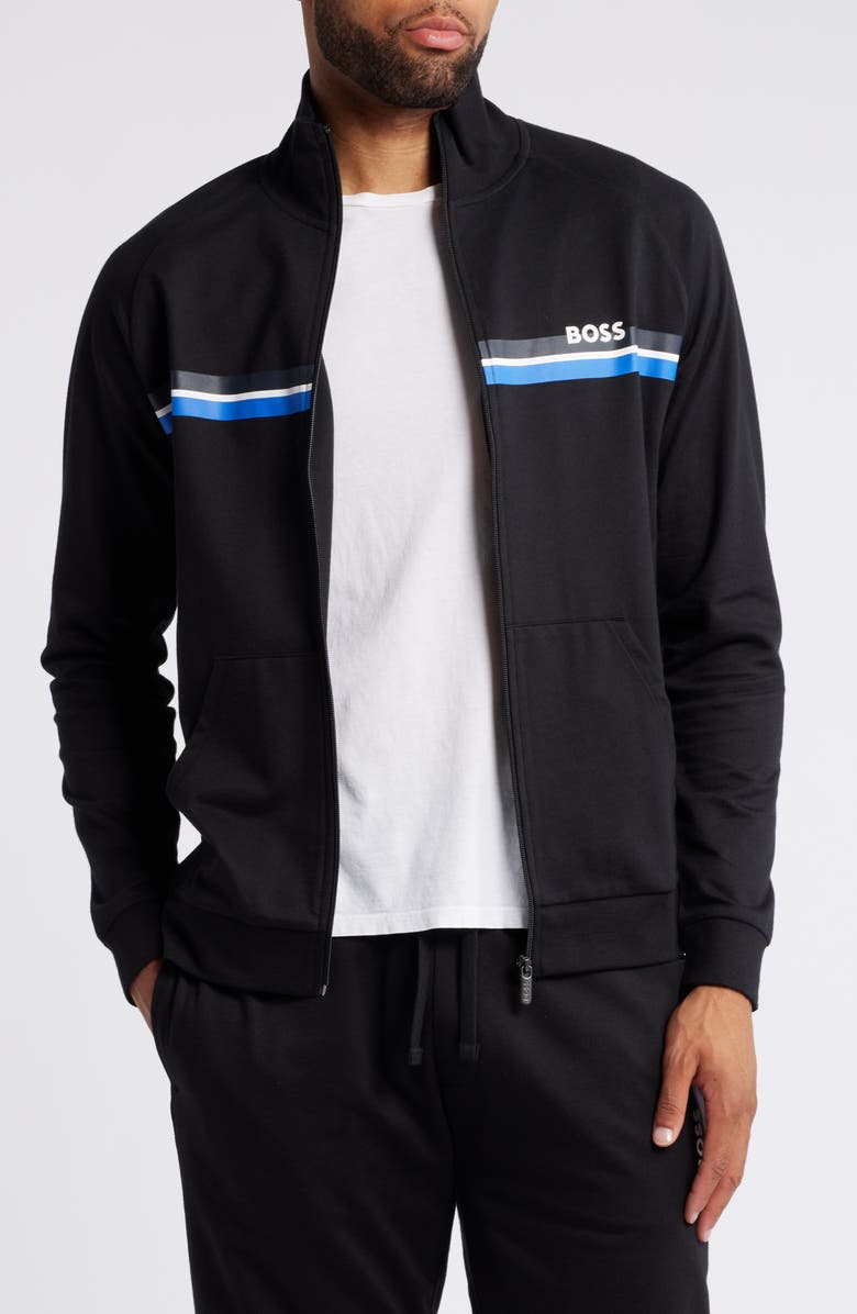 BOSS Authentic Chest Stripe Zip-Up Cotton Jacket, Main, color, 