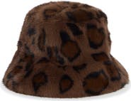 La Fiorentina Faux Fur Animal Print Bucket Hat