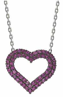 SUZY LEVIAN Sterling Silver Red Cubic Zirconia Heart Pendant Necklace