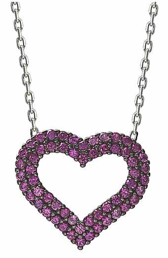 SUZY LEVIAN Sterling Silver Red Cubic Zirconia Heart Pendant Necklace