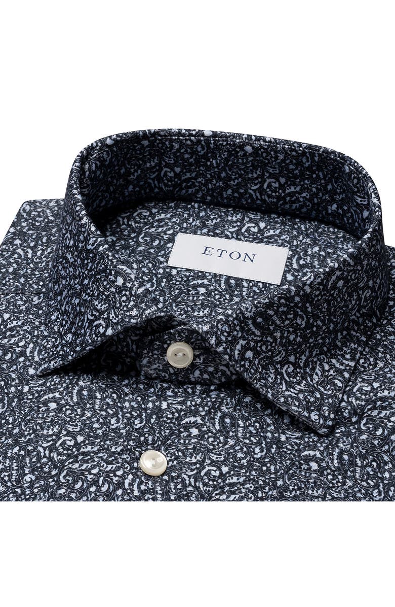 Eton Slim Fit Paisley 4Flex Fit Stretch Jersey Dress Shirt, Alternate, color, Dark Blue