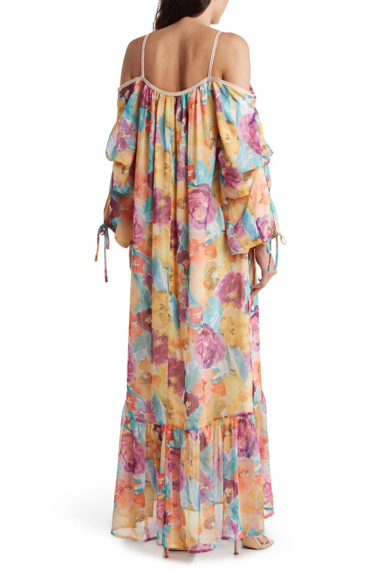 Mira Cold Shoulder Maxi Dress, Alternate, color, WATERCOLOR FLORAL