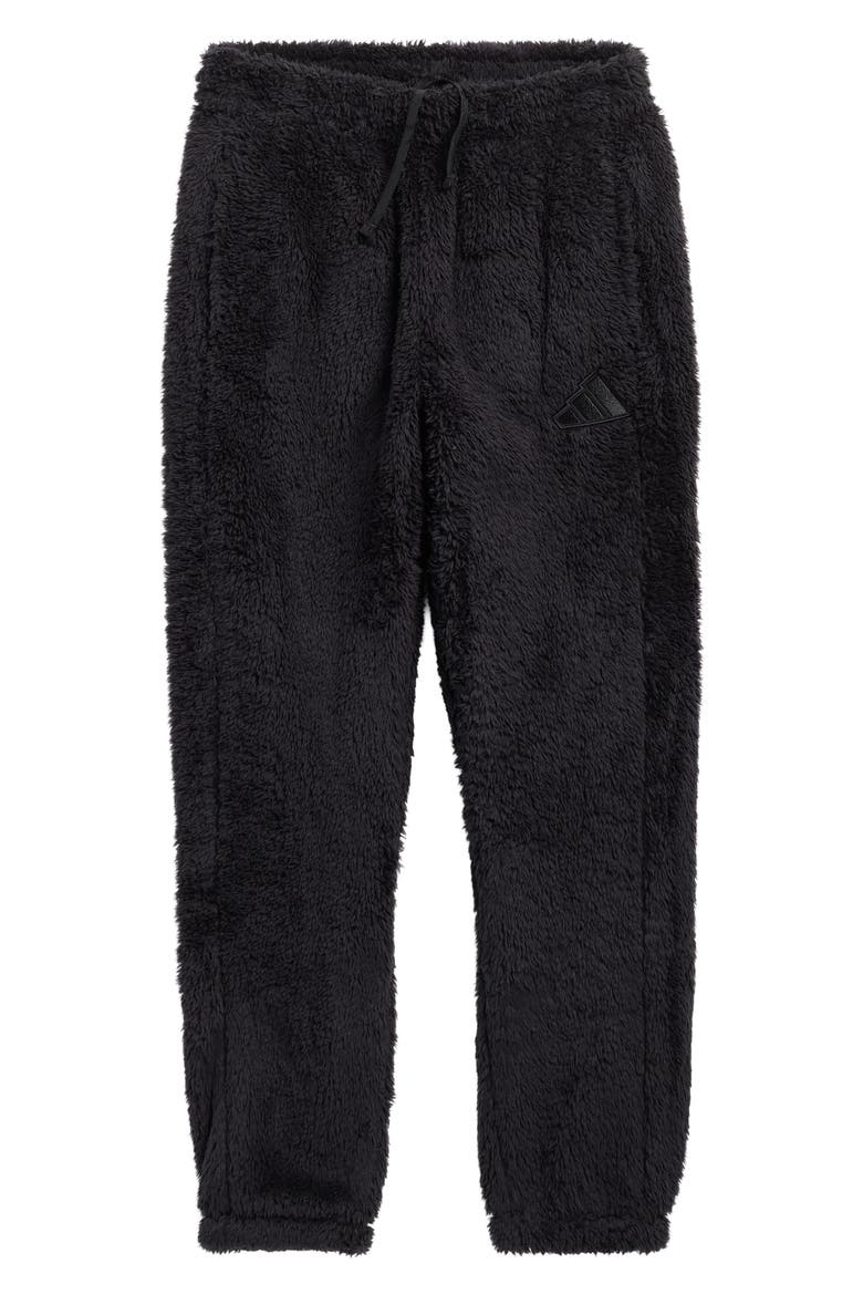 Kids' Faux Shearling Joggers, Main, color, BLACK