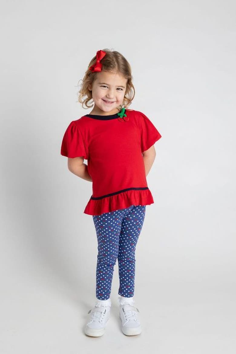 Bubble Sleeve Top With Cherries, Alternate, color, Red