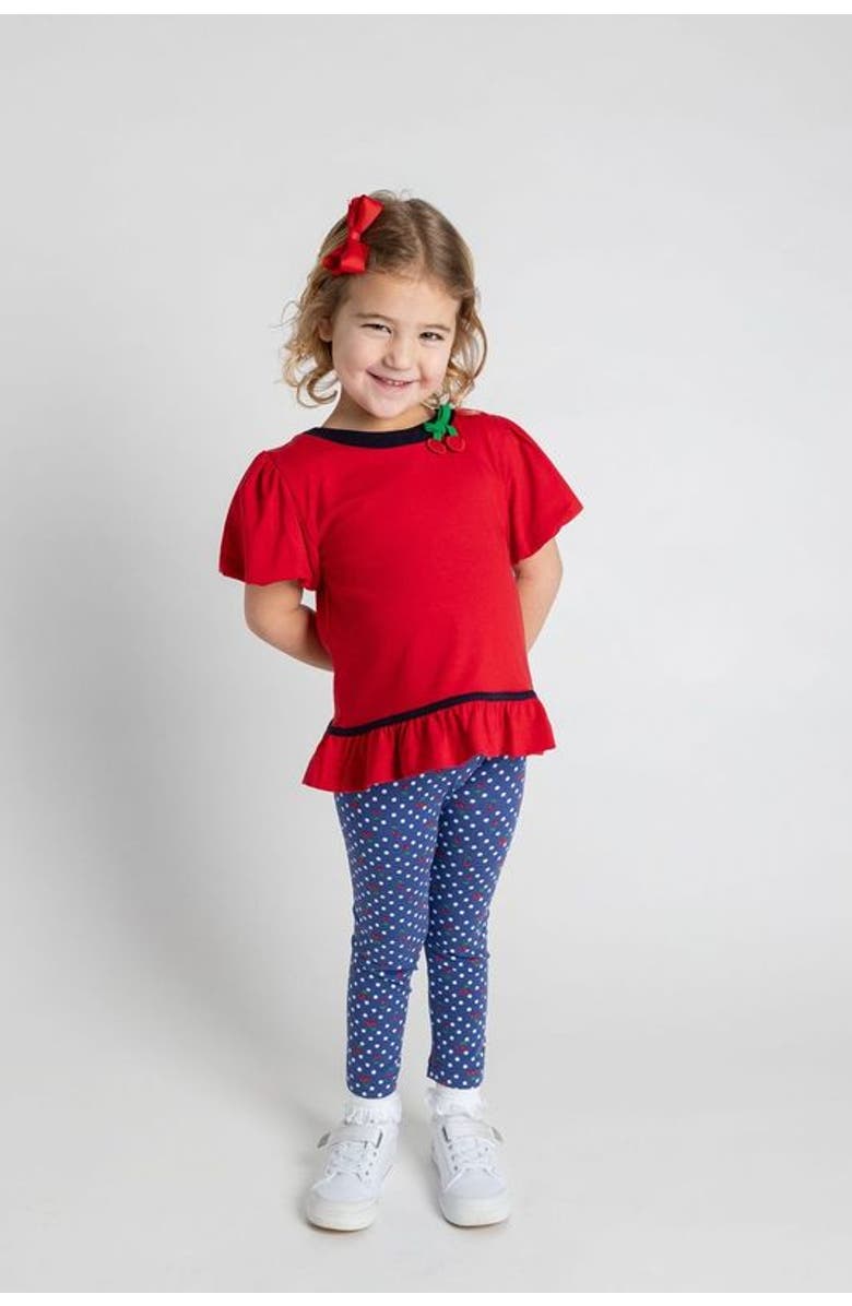 Florence Eiseman Bubble Sleeve Top With Cherries, Alternate, color, Red