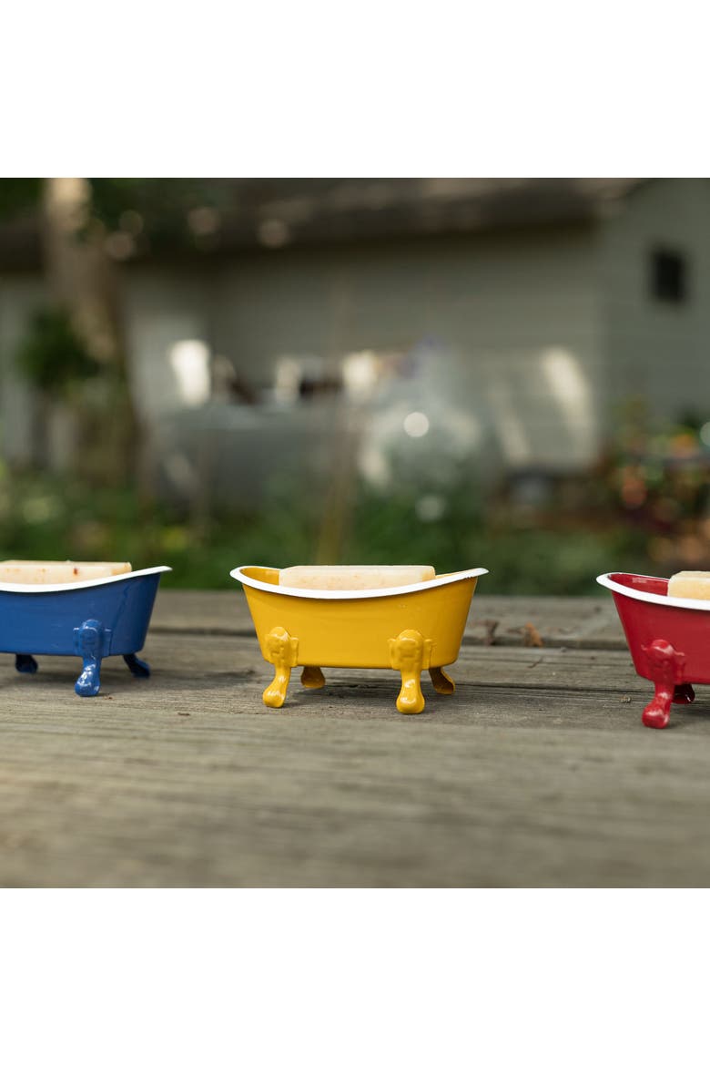 Mustard Enamel Bathtub Soap Dish Planter Metal, Alternate, color, Yellow