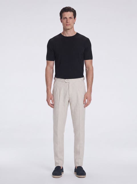 Enzo Linen Straight-Leg Pants
