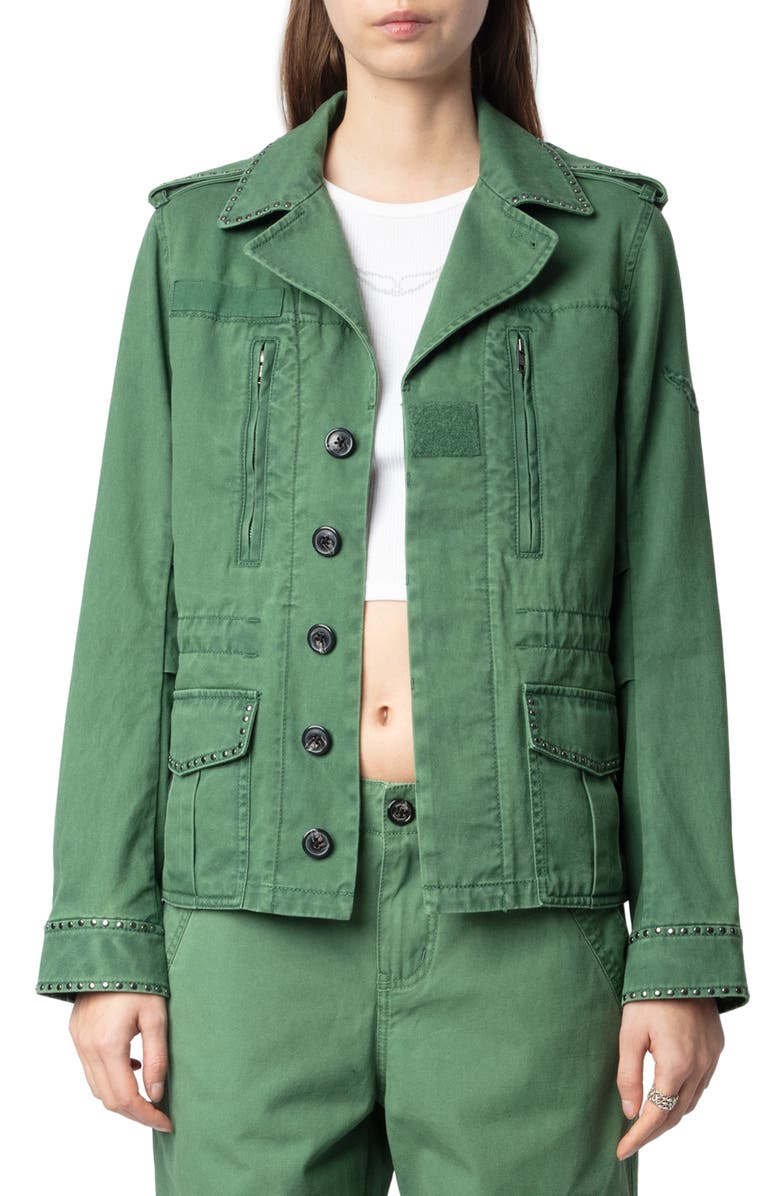 Zadig & Voltaire Klimi Studded Utility Jacket, Main, color,