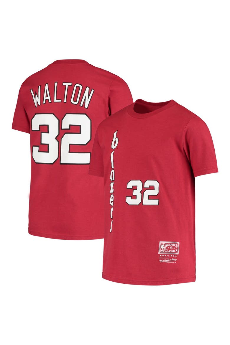Youth Bill Walton Red Portland Trail Blazers Hardwood Classics Name & Number T-Shirt, Main, color, Red