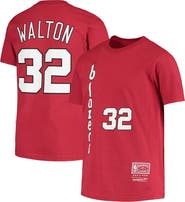 Mitchell & Ness Youth Bill Walton Red Portland Trail Blazers Hardwood Classics Name & Number T-Shirt
