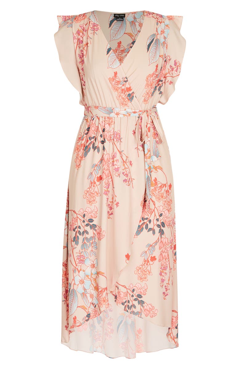 City Chic Sweet Delilah Faux Wrap Maxi Dress, Alternate, color, 