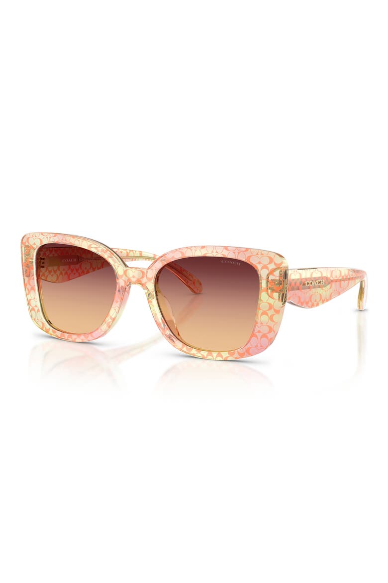 52mm Gradient Square Sunglasses, Alternate, color, TRANSPARENT PEACH SIGNATURE C