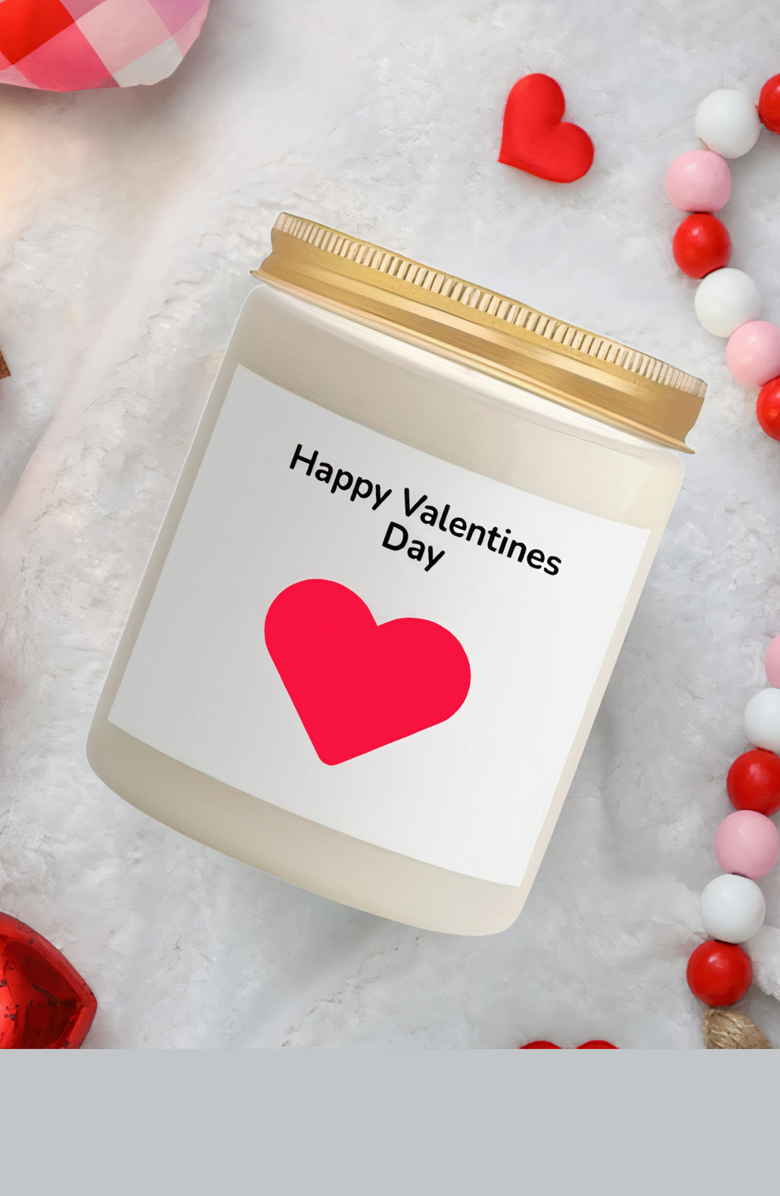 Lovery Valentines 10oz Vanilla Scented Soy Wax Candle, Alternate, color, Happy Valentines