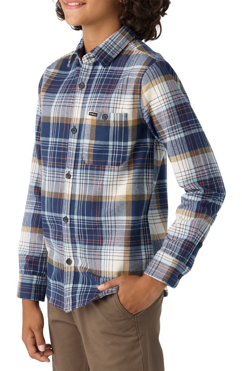 O'Neill Kids' Winslow Plaid Flannel Button-Up Shirt, Alternate, color, Navy