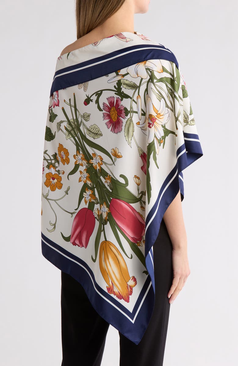 La Fiorentina Floral Print Poncho, Alternate, color, Ivory