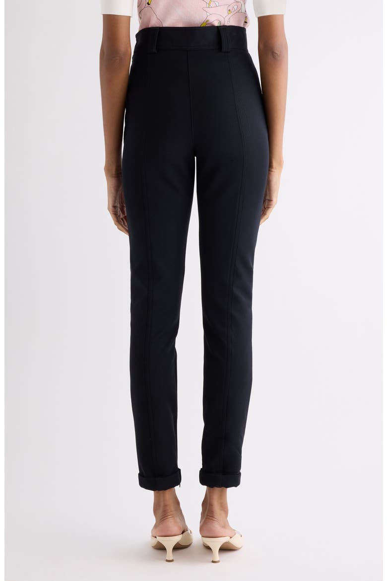 High Waist Stretch Tricotine Pants, Alternate, color, BLACK