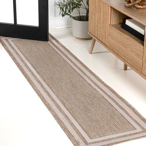 Jonathan Y Dover Classic 3-stripe Border Indoor/outdoor Area Rug In Beige/cream