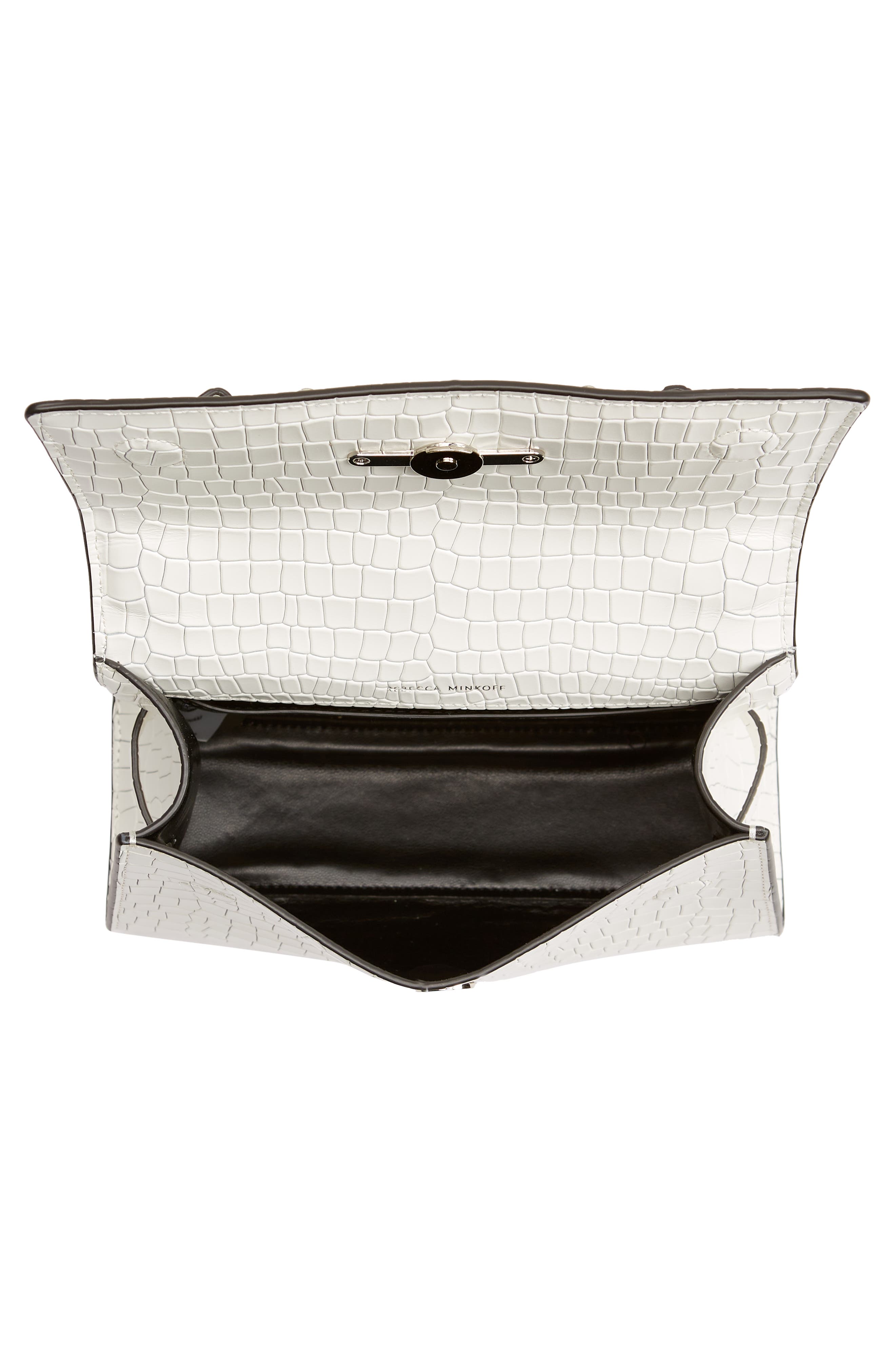 Rebecca Minkoff Lou Top Handle Croc Embossed Leather Crossbody Bag, Alternate, color, 